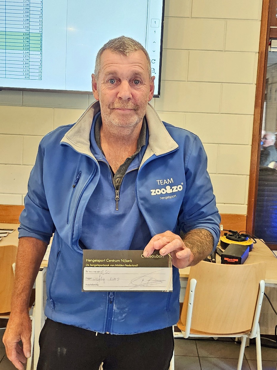 Rein Blankestein, winnaar van vak A met 3.920 gram.